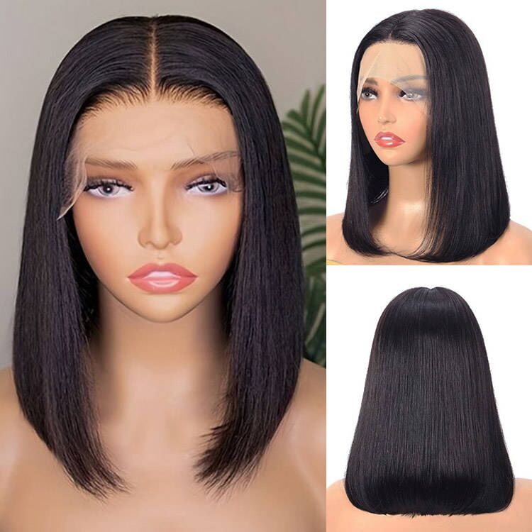 13x1 T Part Short Bob Lace Front Wigs Human Hair Straight Bob Wig - Superlovehair